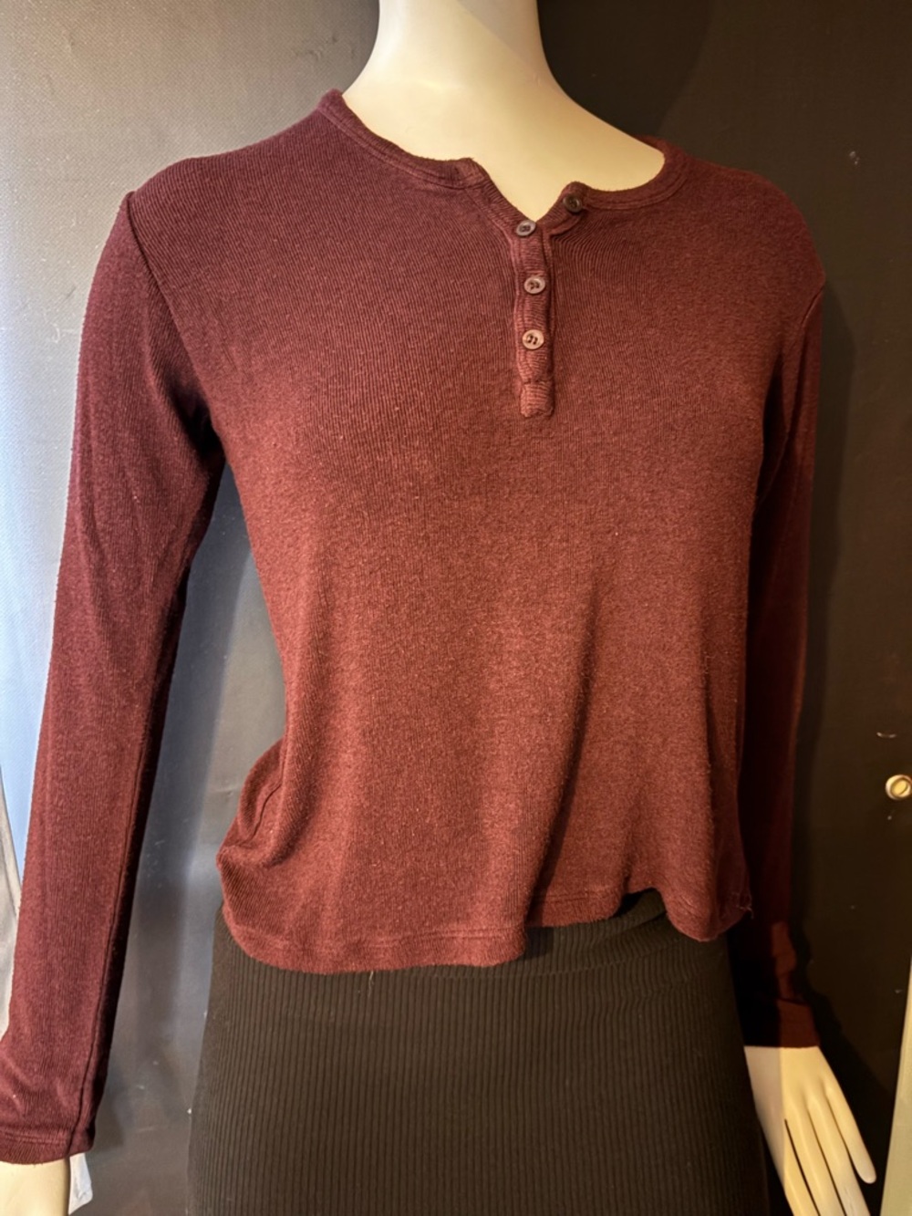 Brandy Melville Plum Ribbed Henley